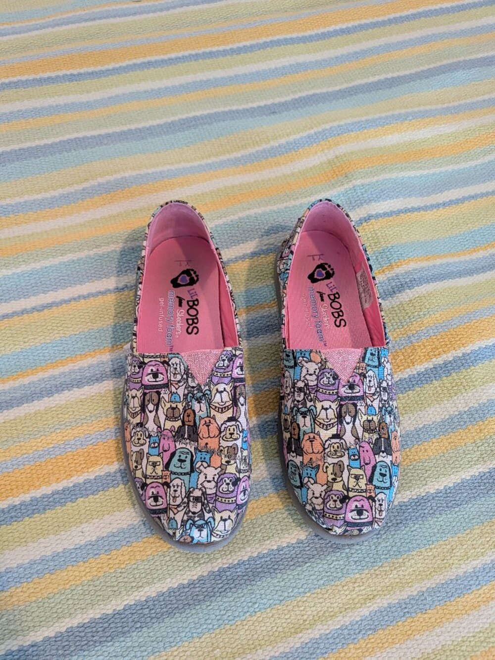 ⭐ Lil Bobs from Sketchers Dog Print Slip On Flats size Youth 1